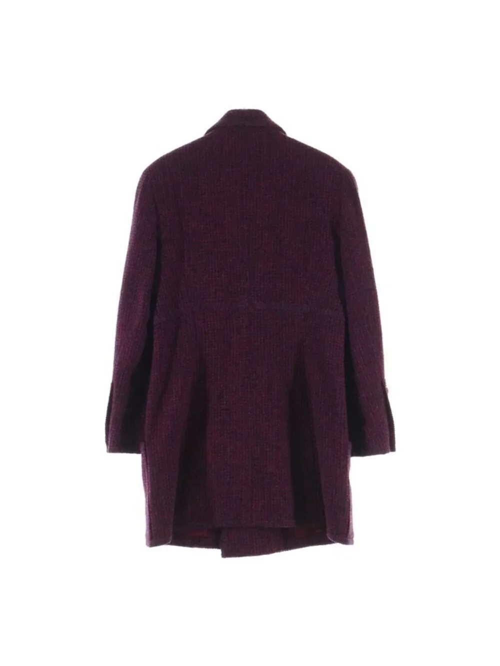 Chanel Vintage CC Logo Button Wool Tweed Coat Double Breasted Acrylic Handwritte